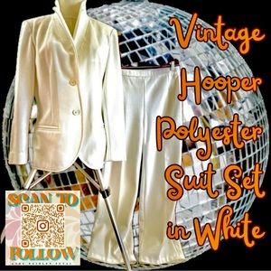 HOOPER WHITE VINTAGE POLYESTER PANTSUIT